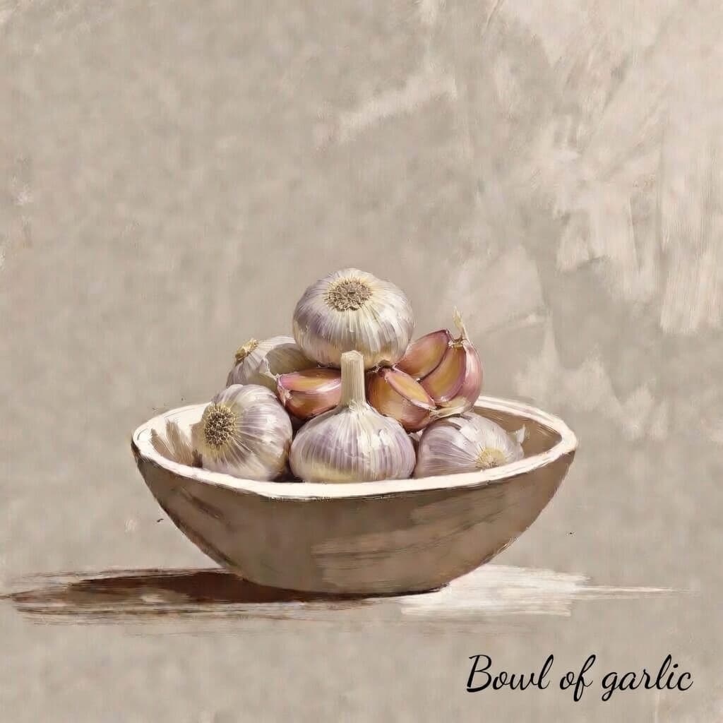 Garlic (Seer) displayed on a Nowruz Haft-Seen table