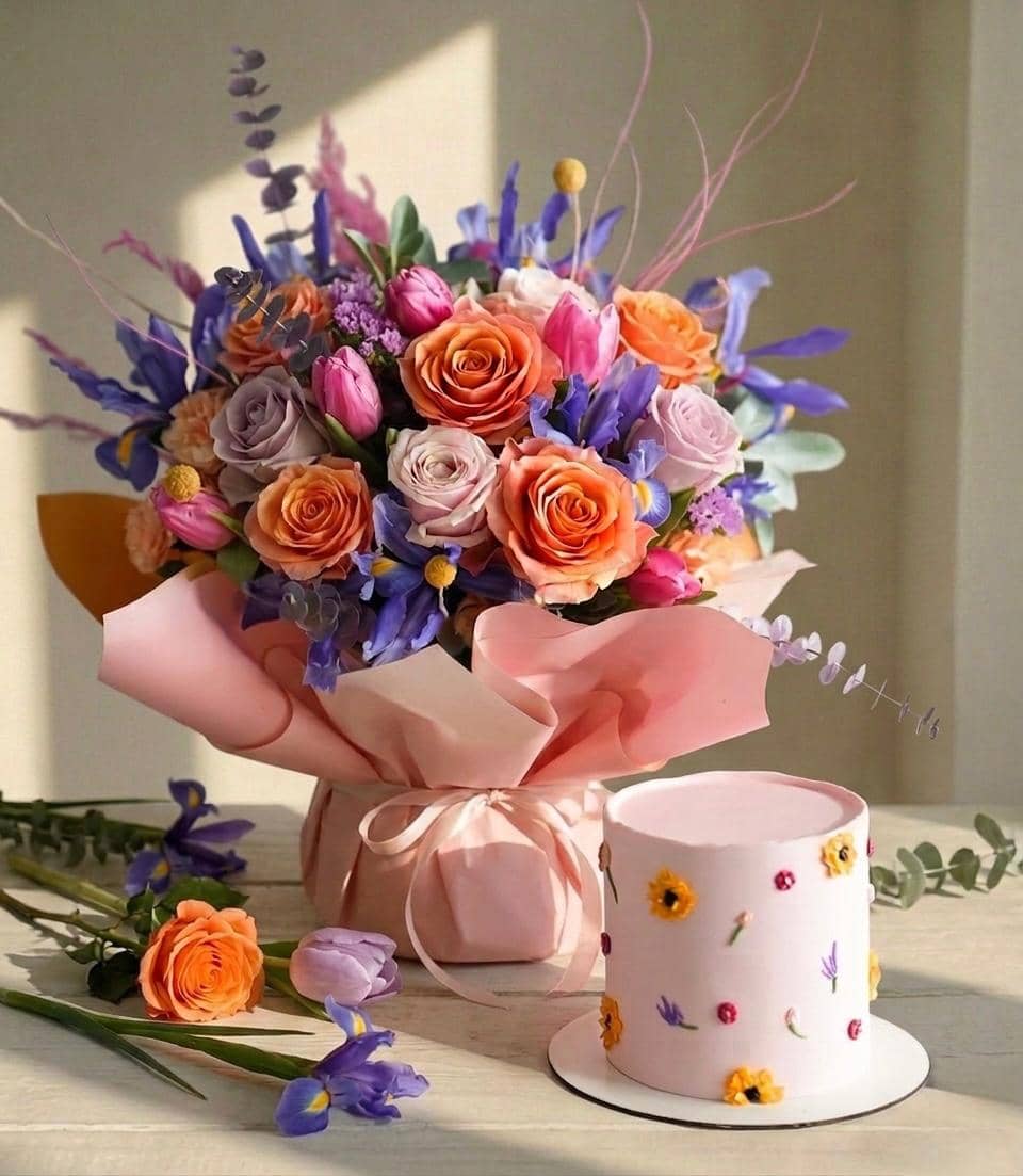 Pastel Celebration Bouquet & Cake Set photo 2